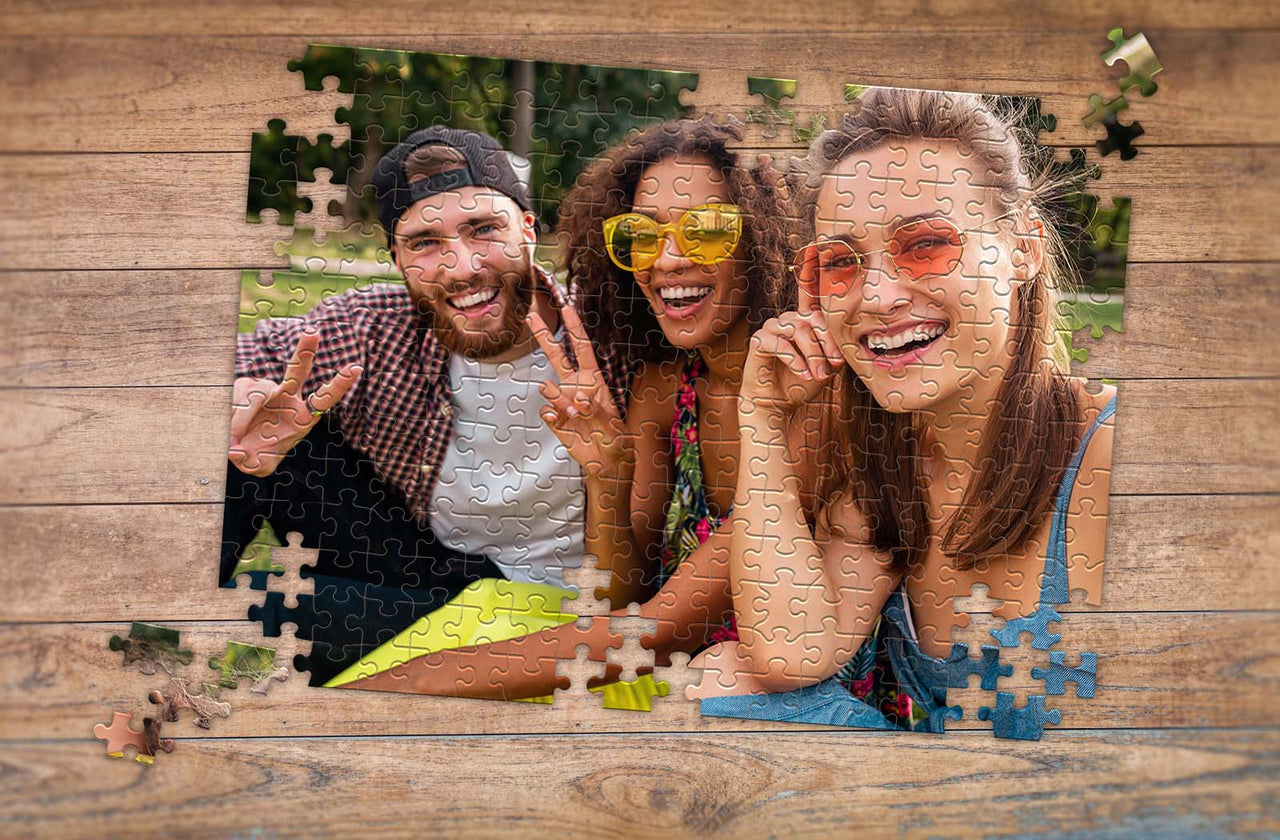252 Piece Custom Photo Puzzle three friends | Premium Custom Puzzles Made in the USA | Male Your Own Puzzle | MakeYourPuzzles