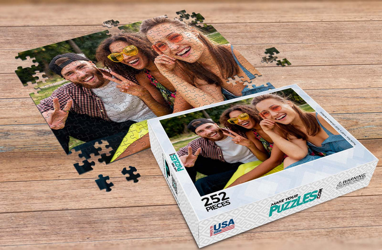 252 Piece Custom Photo Puzzle three friends including premium custom puzzle box | Premium Custom Puzzles Made in the USA | Male Your Own Puzzle | MakeYourPuzzles