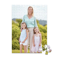 252 piece personalized Mom puzzle featuring a mother with her two young daughters outdoors.