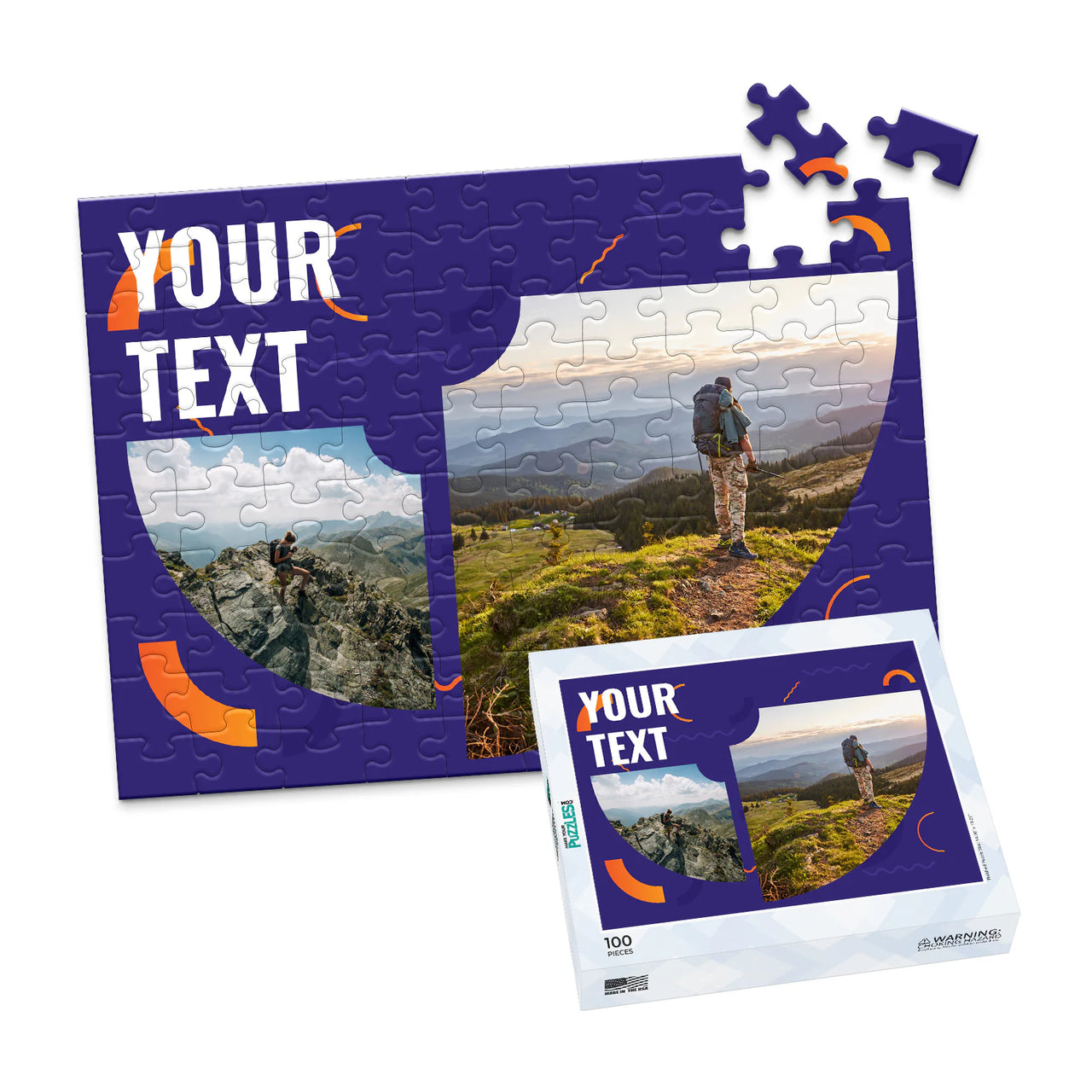 2 Collage Text Modern Photo Puzzle - 100 piece and box