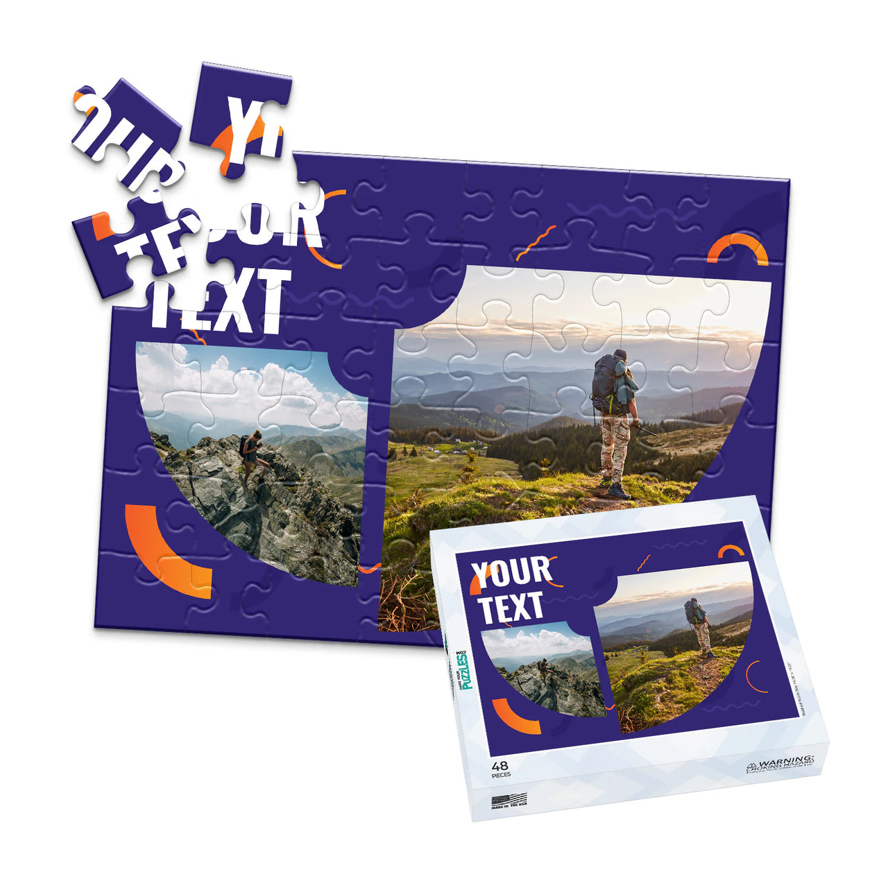 2 Collage Text Modern Photo Puzzle - 48 piece and box