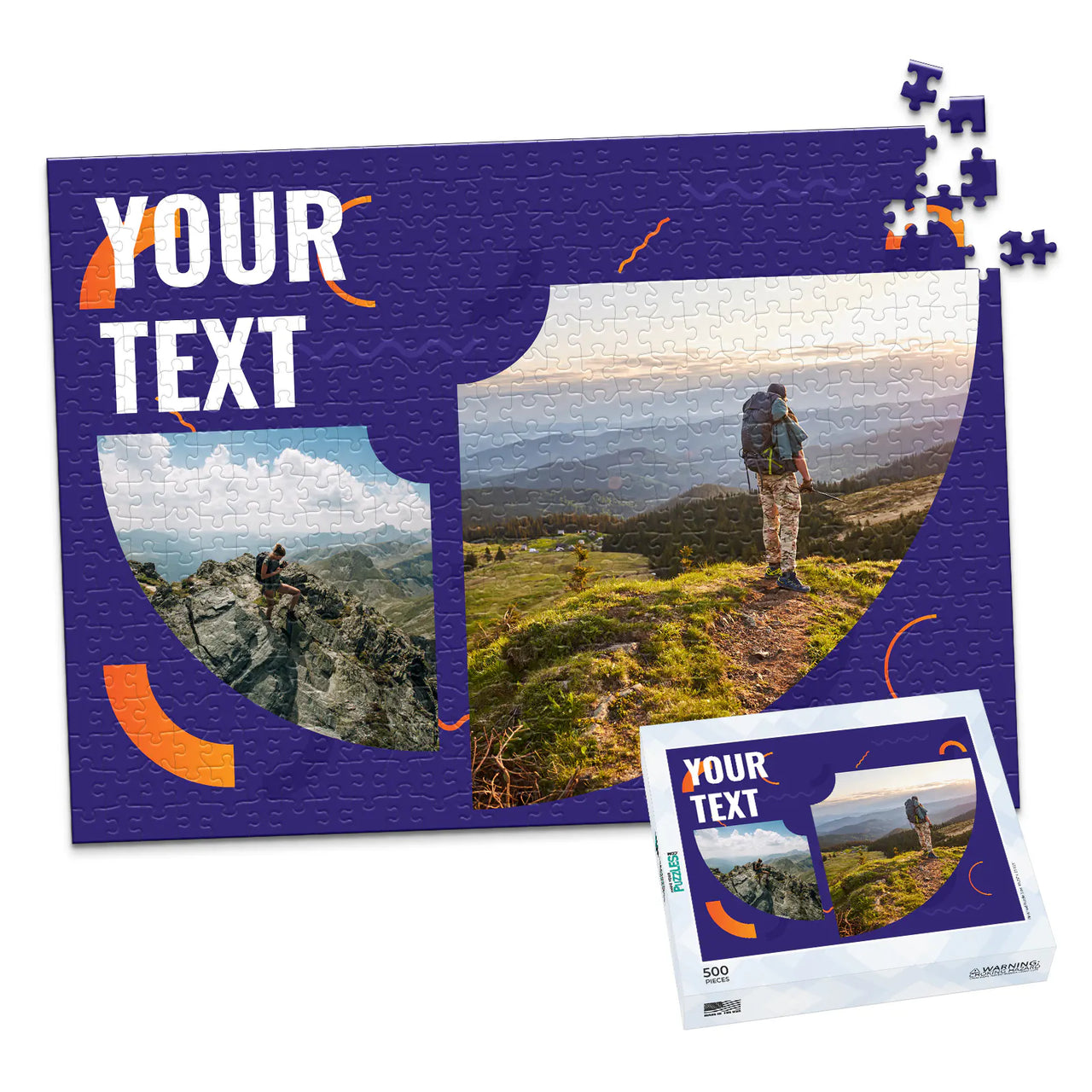 2 Collage Text Modern Photo Puzzle - 500 piece and box