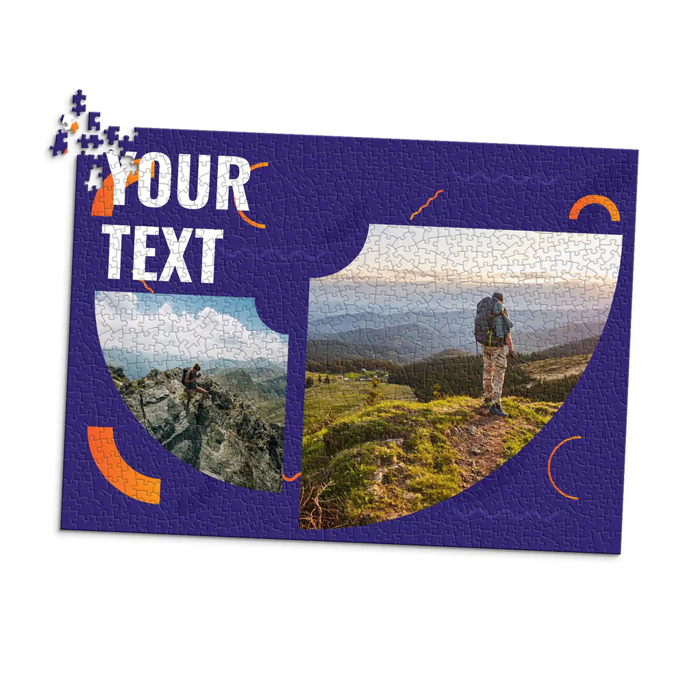 Dad's trip as a photo puzzle with text