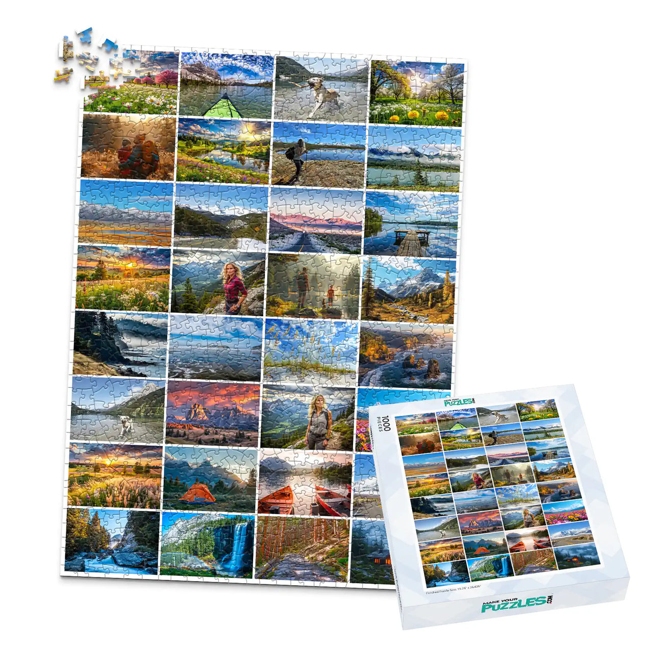 32 Collage Simple Grid Photo Puzzle – Portrait - 1000 piece and box