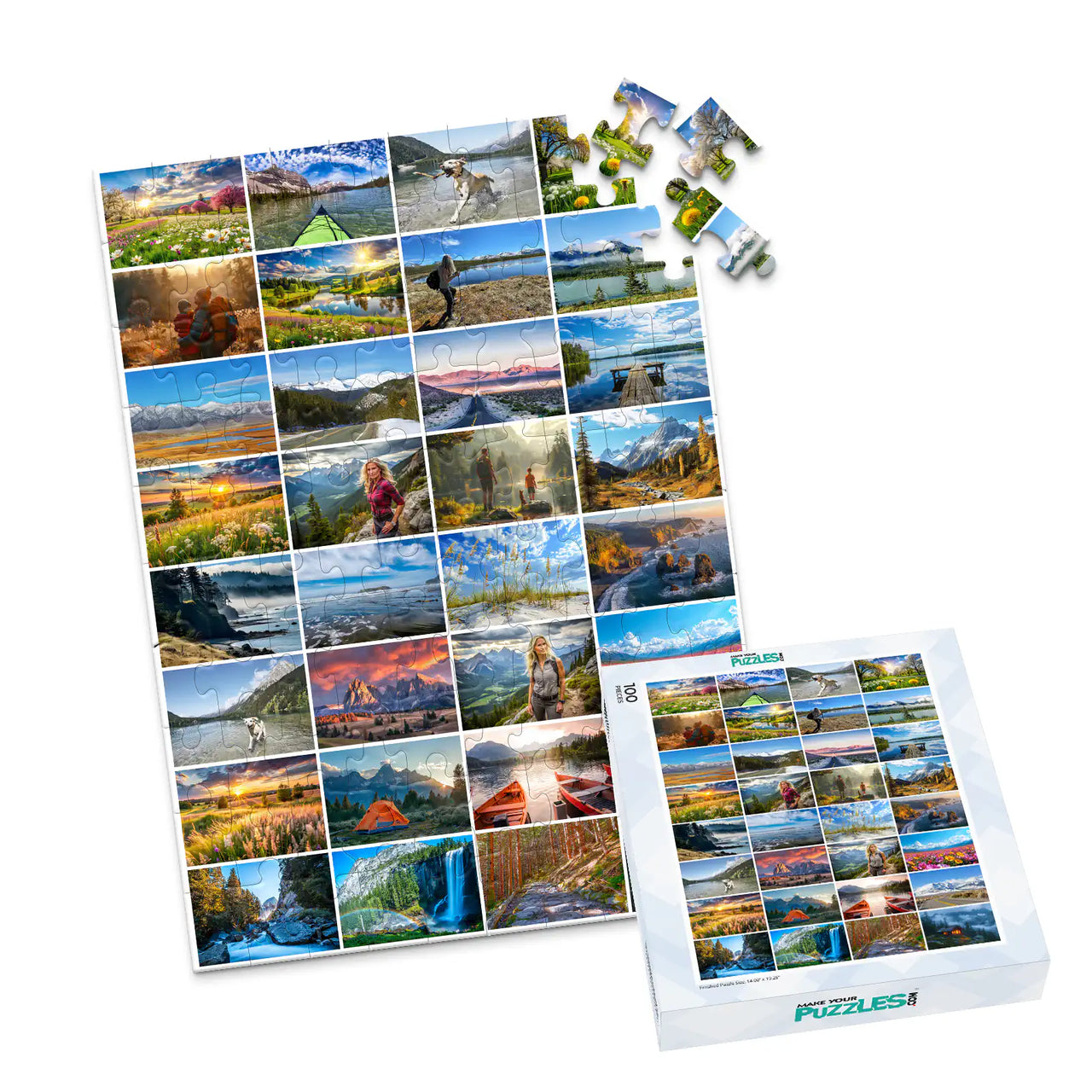 32 Collage Simple Grid Photo Puzzle – Portrait - 100 piece and box