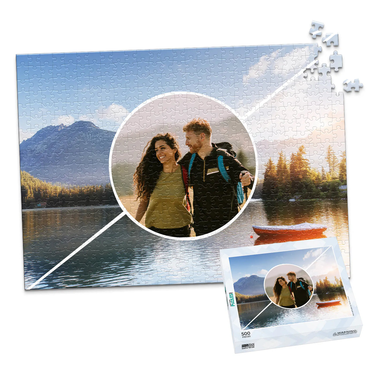 3 Collage Diagonal Circle Photo Puzzle - 500 piece and box