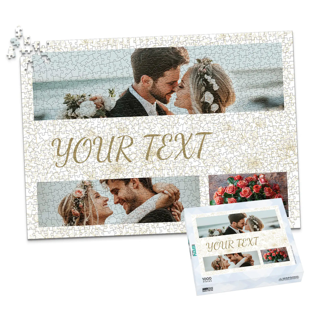 3 Collage Text Elegant Photo Puzzle - 1000 piece and box