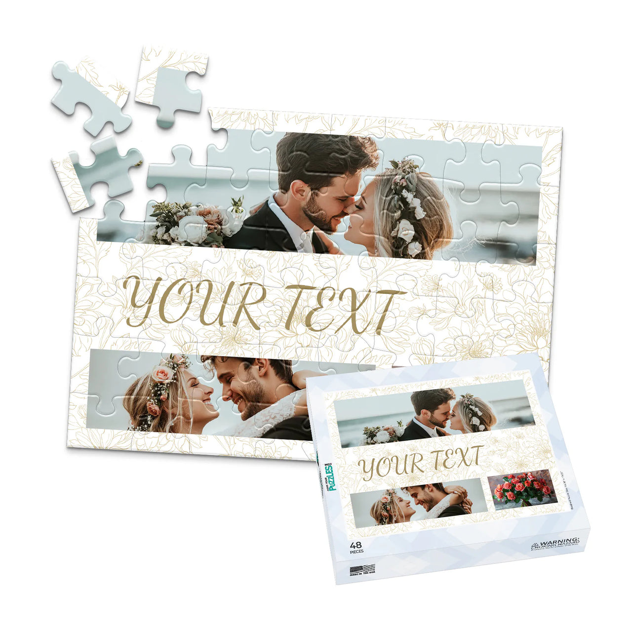 3 Collage Text Elegant Photo Puzzle - 48 piece and box