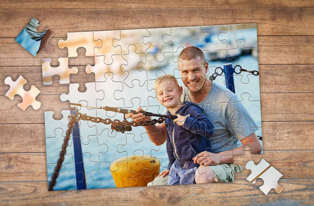 Dad and son fishing together
