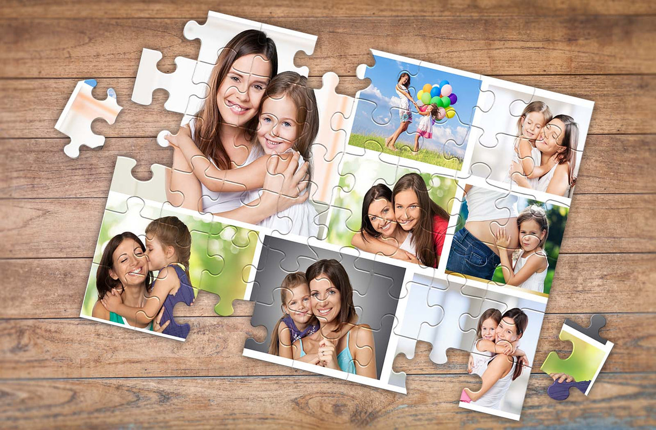 48 Piece Photo Collage Puzzle Mom and Daughter | Premium Collage Photo Puzzles Made in the USA | MakeYourPuzzles