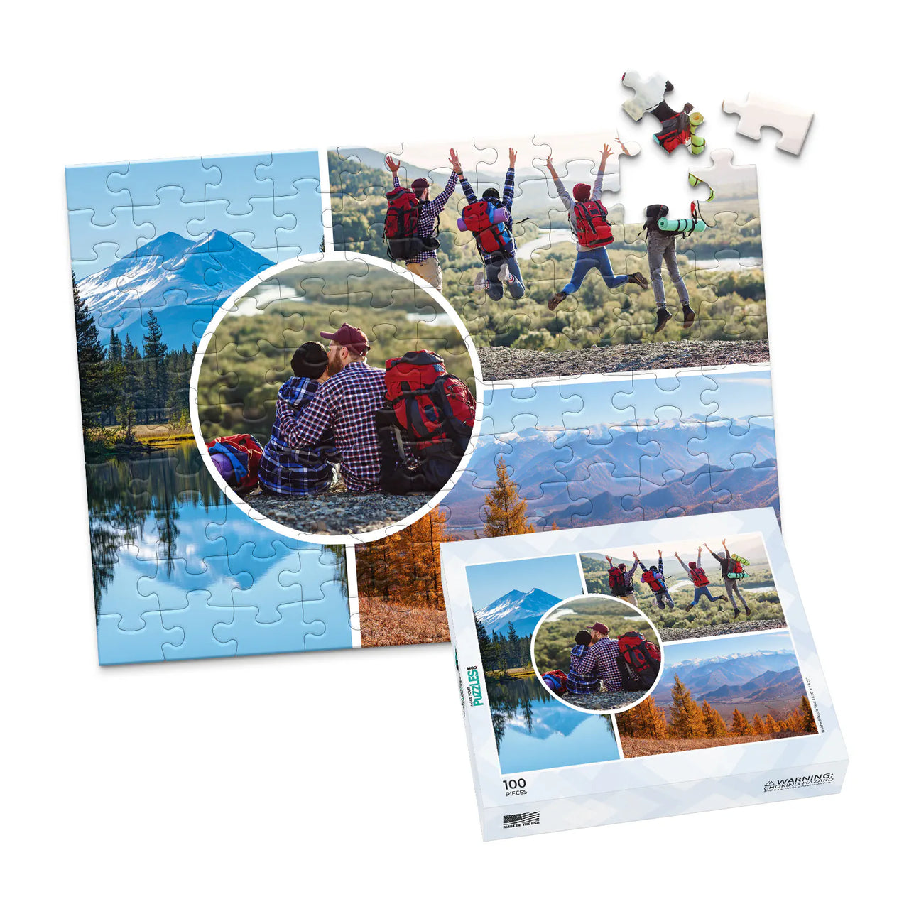 4 Collage Circle Photo Puzzle – Left - 100 piece and box