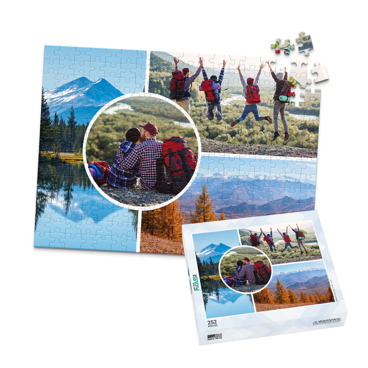 4 Collage Circle Photo Puzzle – Left - 252 piece and box