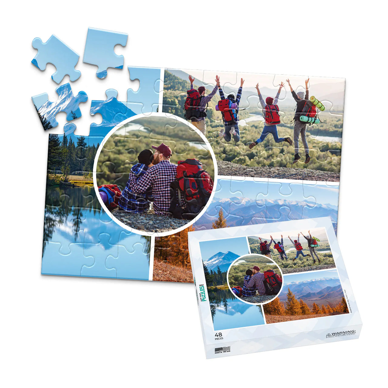 4 Collage Circle Photo Puzzle – Left - 48 piece and box