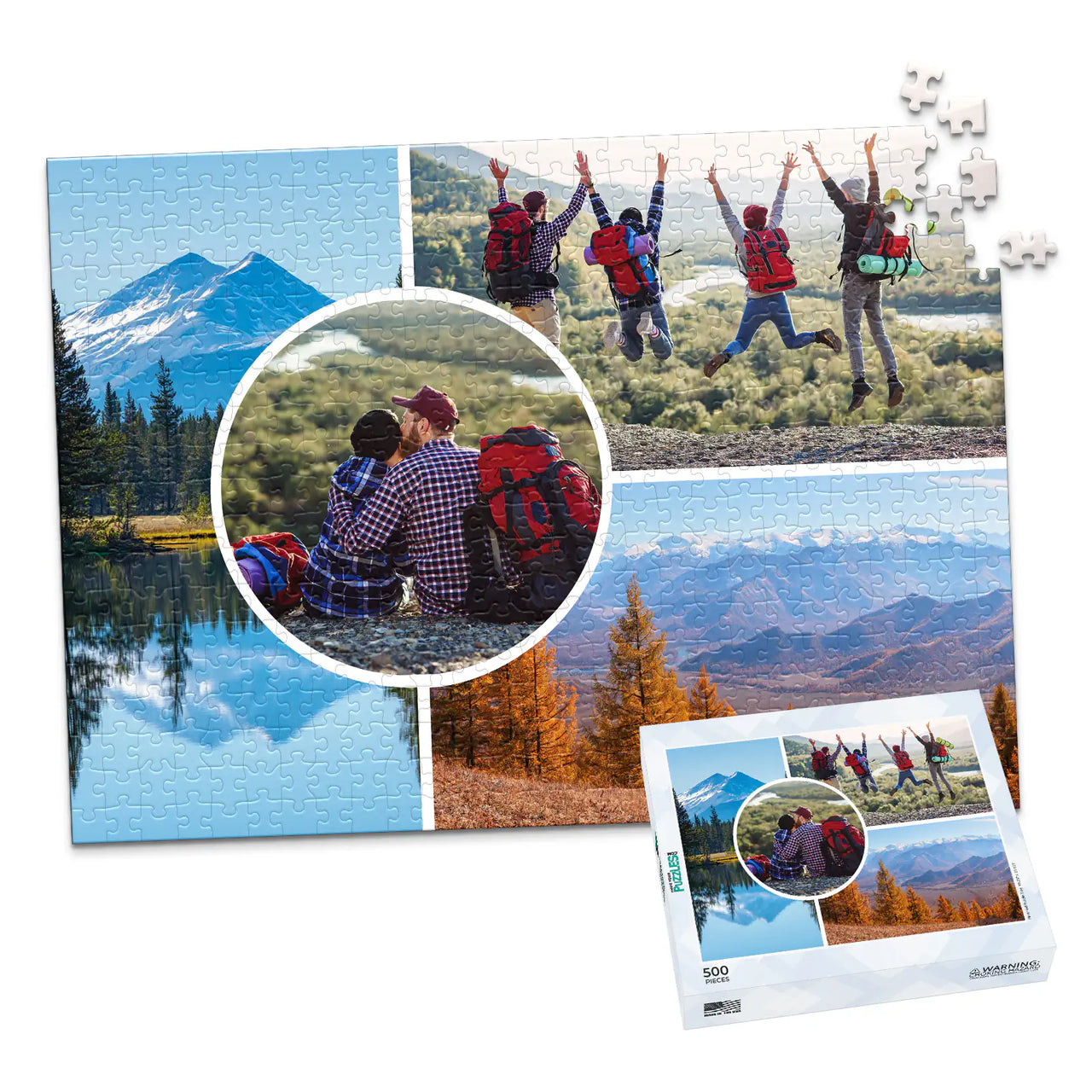 4 Collage Circle Photo Puzzle – Left - 500 piece and box