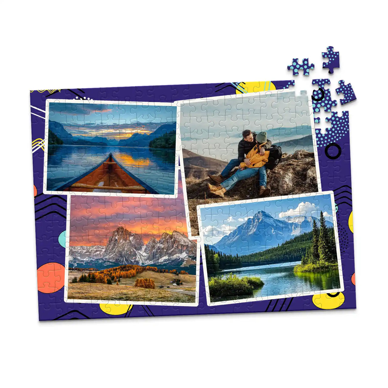 4 Collage Scattered Retro Photo Puzzle - 252 piece