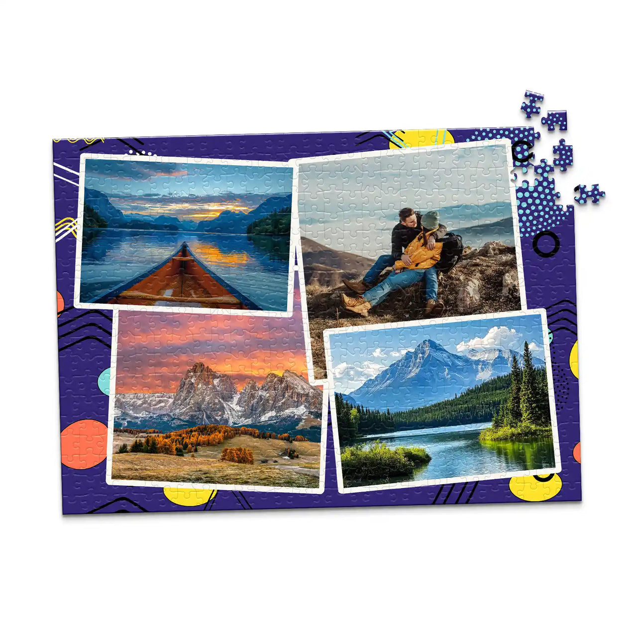 4 Collage Scattered Retro Photo Puzzle - 500 piece