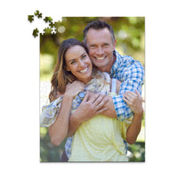 500 piece personalized couple puzzle featuring a smiling couple embracing outdoors.