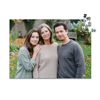 500 piece personalized Mom puzzle featuring a mother with her adult daughter and son outdoors.