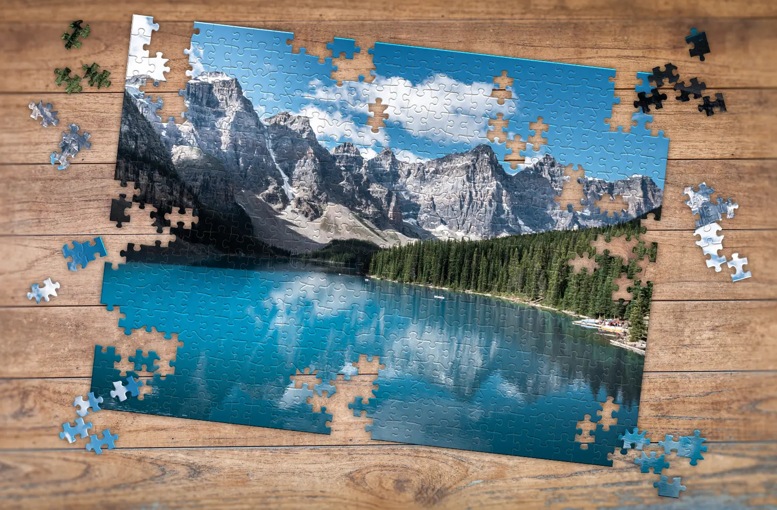 500 piece photo puzzle vacation picture mountains and lake | MakeYourPuzzles