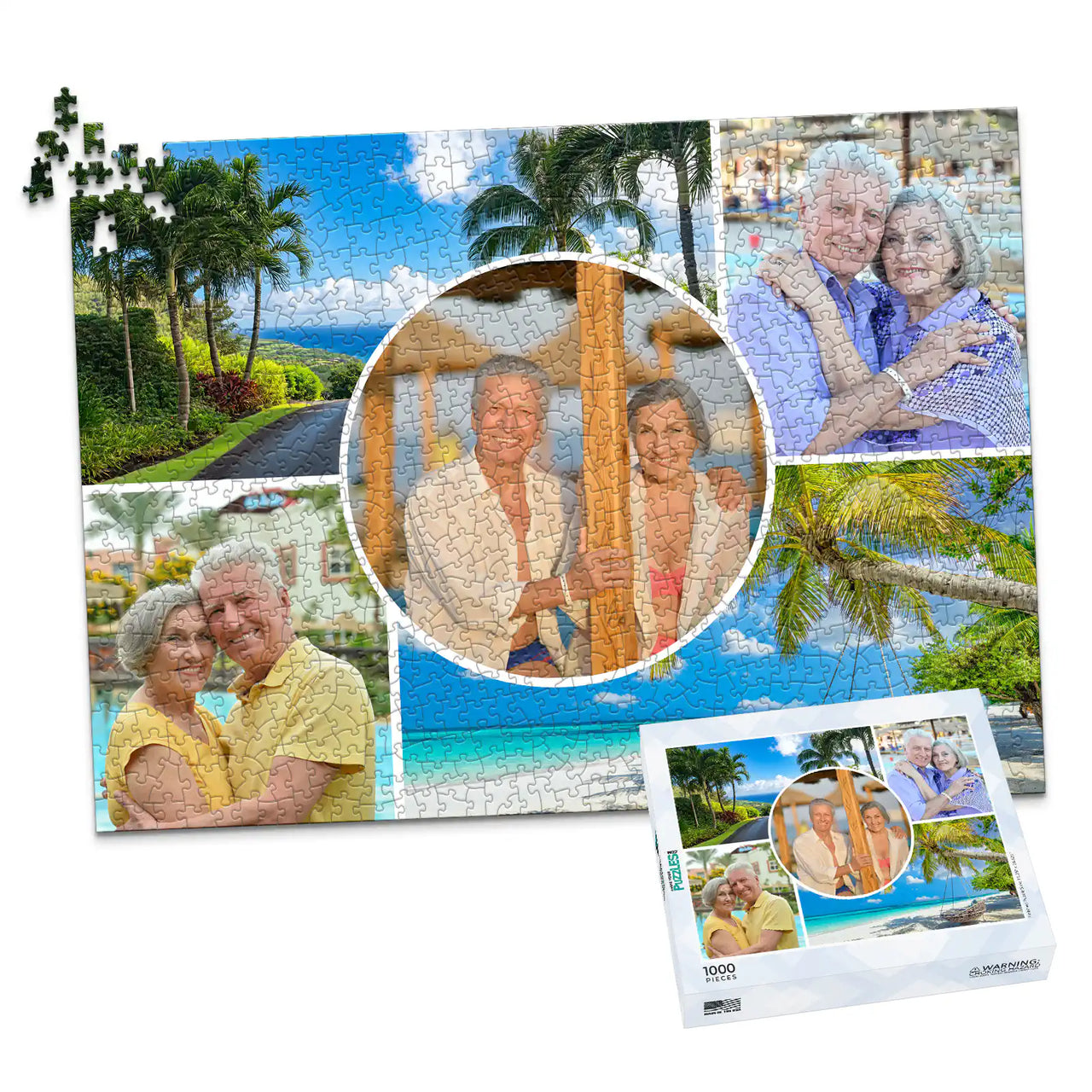5 Collage Circle Photo Puzzle – Grid - 1000 piece and box