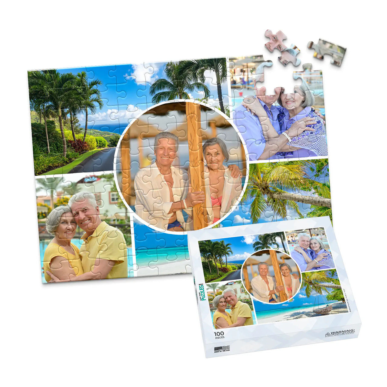 5 Collage Circle Photo Puzzle – Grid - 100 piece and box