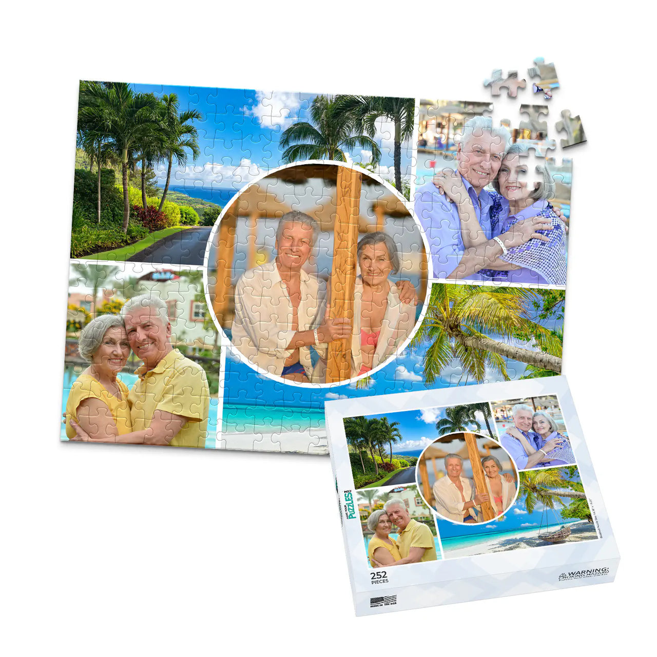 5 Collage Circle Photo Puzzle – Grid - 252 piece and box