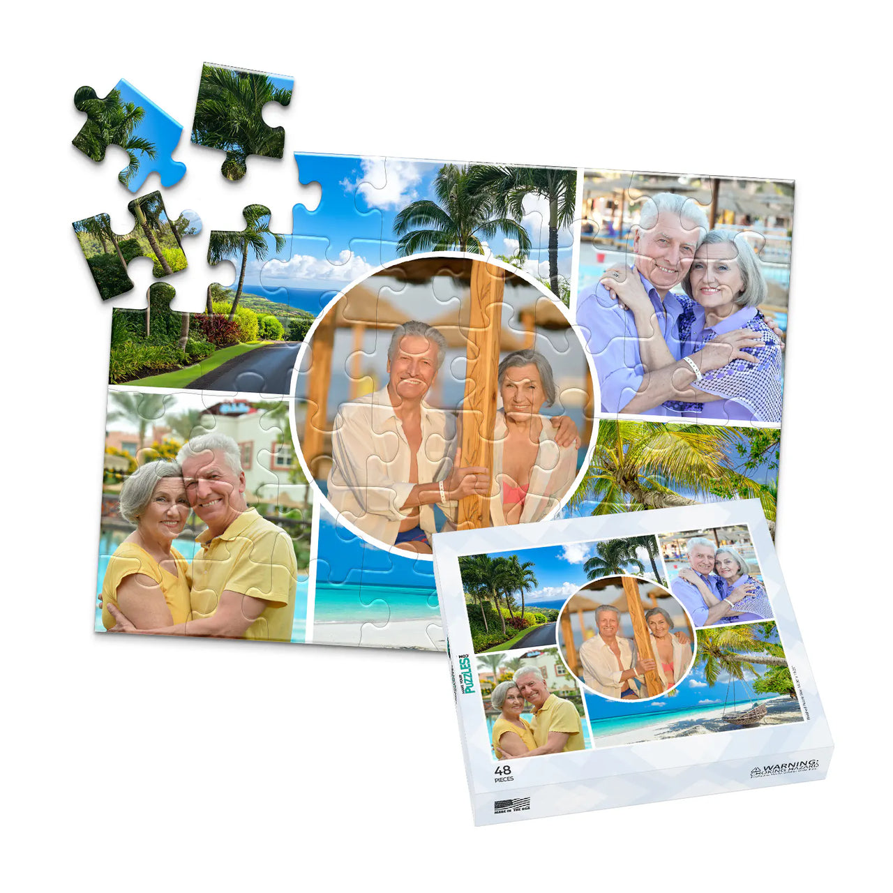 5 Collage Circle Photo Puzzle – Grid - 48 piece and box