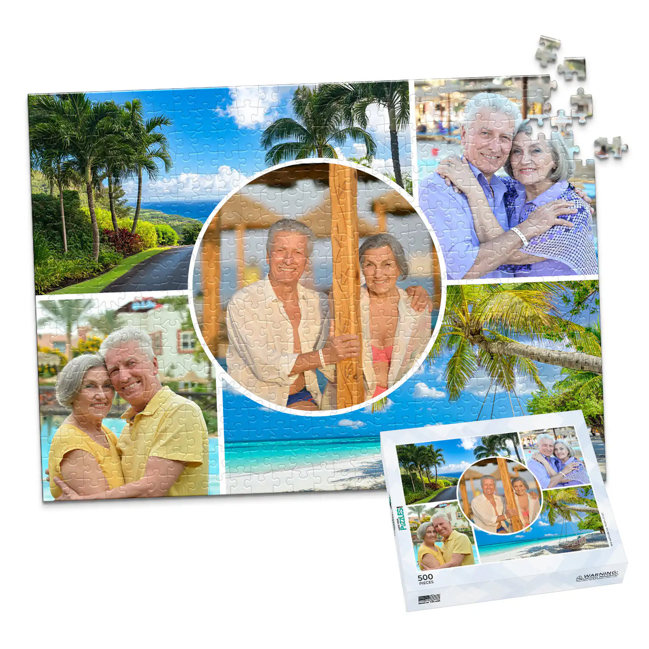 5 Collage Circle Photo Puzzle – Grid - 500 piece and box