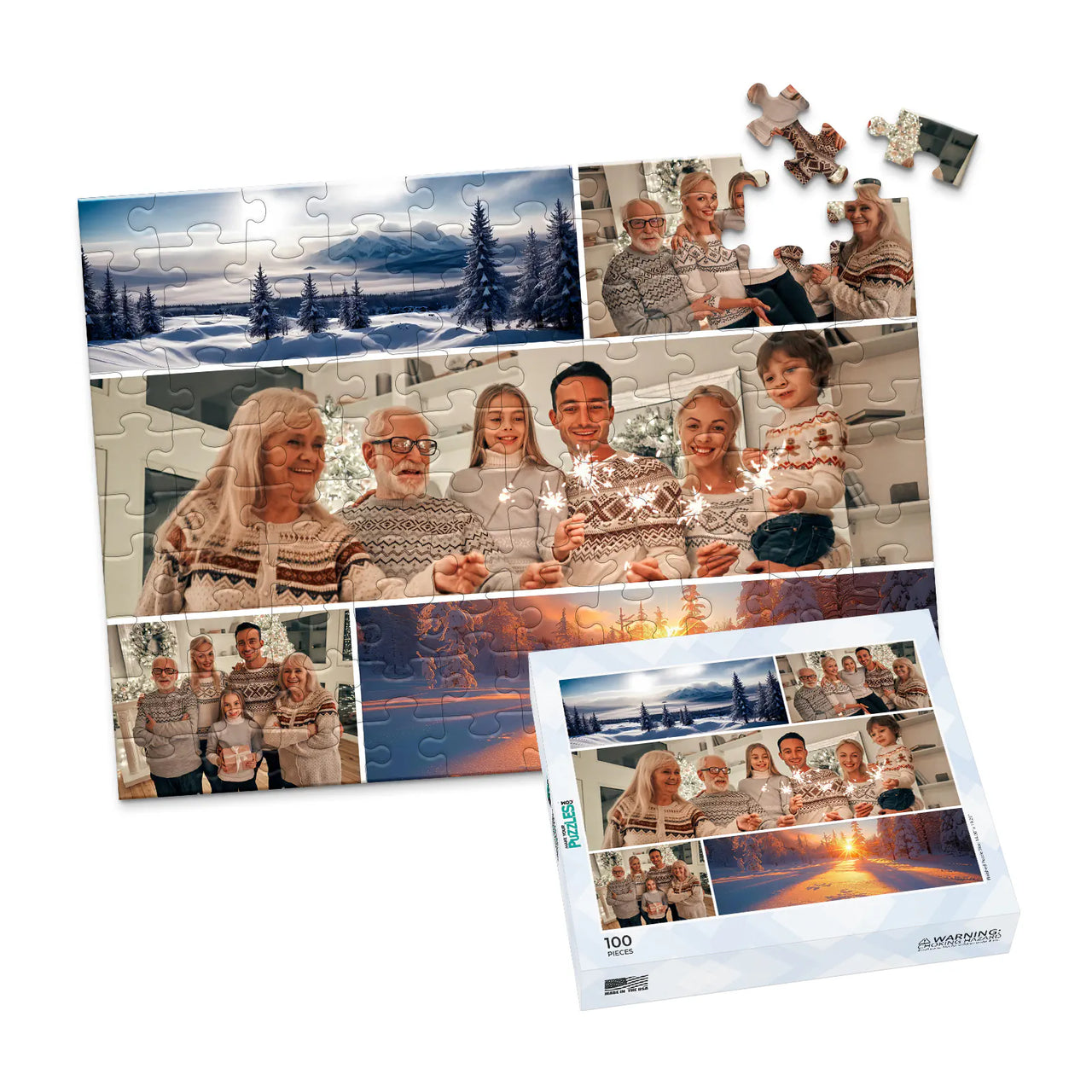 5 Collage Mosaic Photo Puzzle - 100 piece and box