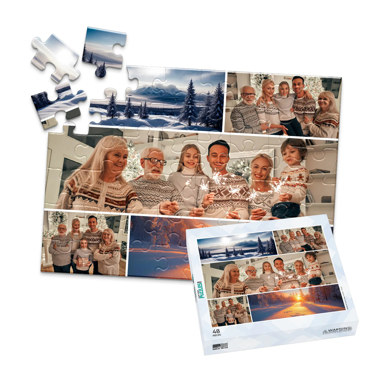 5 Collage Mosaic Photo Puzzle - 48 piece and box