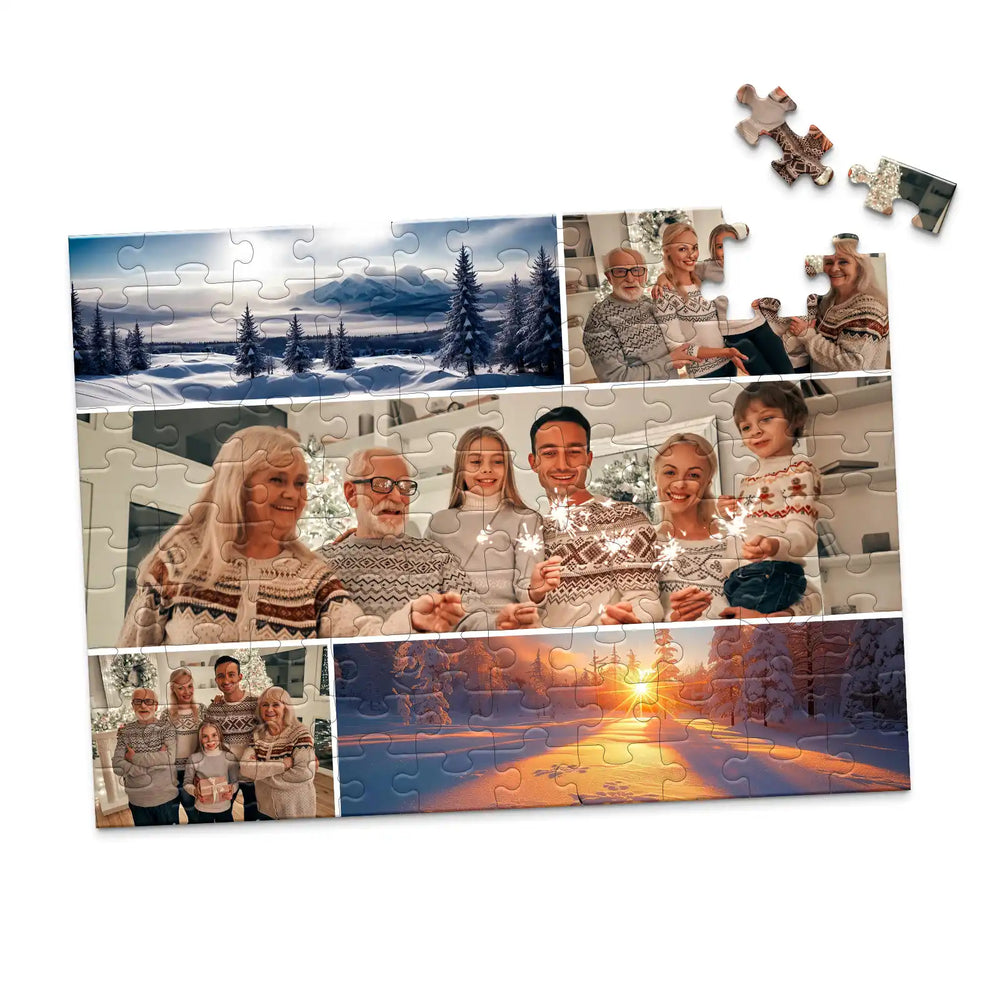 multiple generations in photo collage puzzle