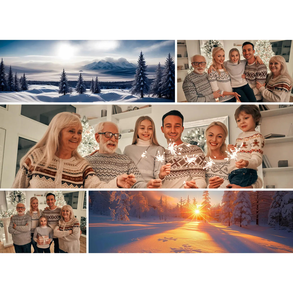 Family photo collage puzzle with favorite family memories