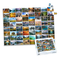 64 Collage Simple Grid Photo Puzzle – Landscape - 500 piece and box
