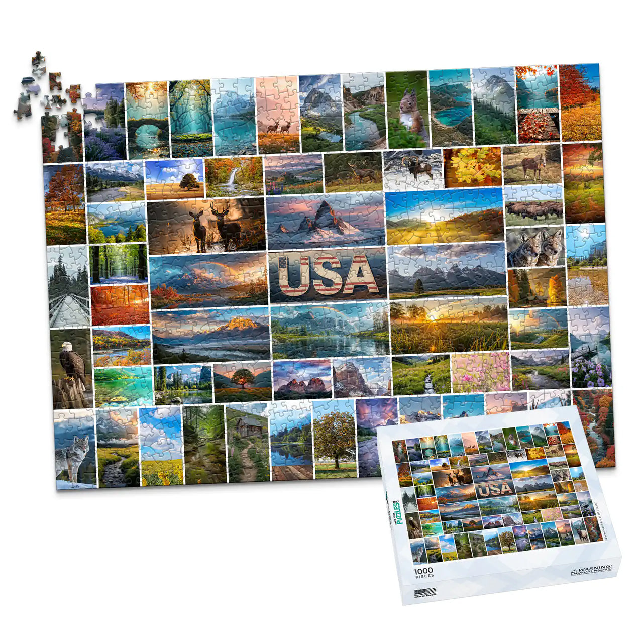 65 Collage Grid Photo Puzzle – Landscape - 1000 piece and box