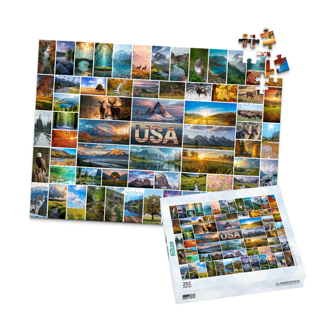 65 Collage Grid Photo Puzzle – Landscape - 252 piece and box