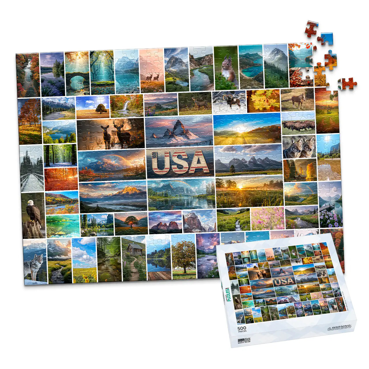 65 Collage Grid Photo Puzzle – Landscape - 500 piece and box