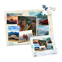 6 Collage Scattered Retro Photo Puzzle - 100 piece and box
