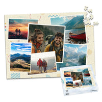 6 Collage Scattered Retro Photo Puzzle - 500 piece and box