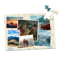 6 Collage Scattered Retro Photo Puzzle - 100 piece