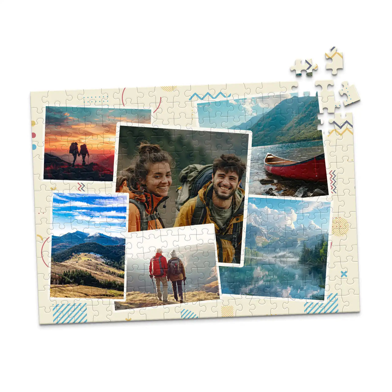 6 Collage Scattered Retro Photo Puzzle - 252 piece