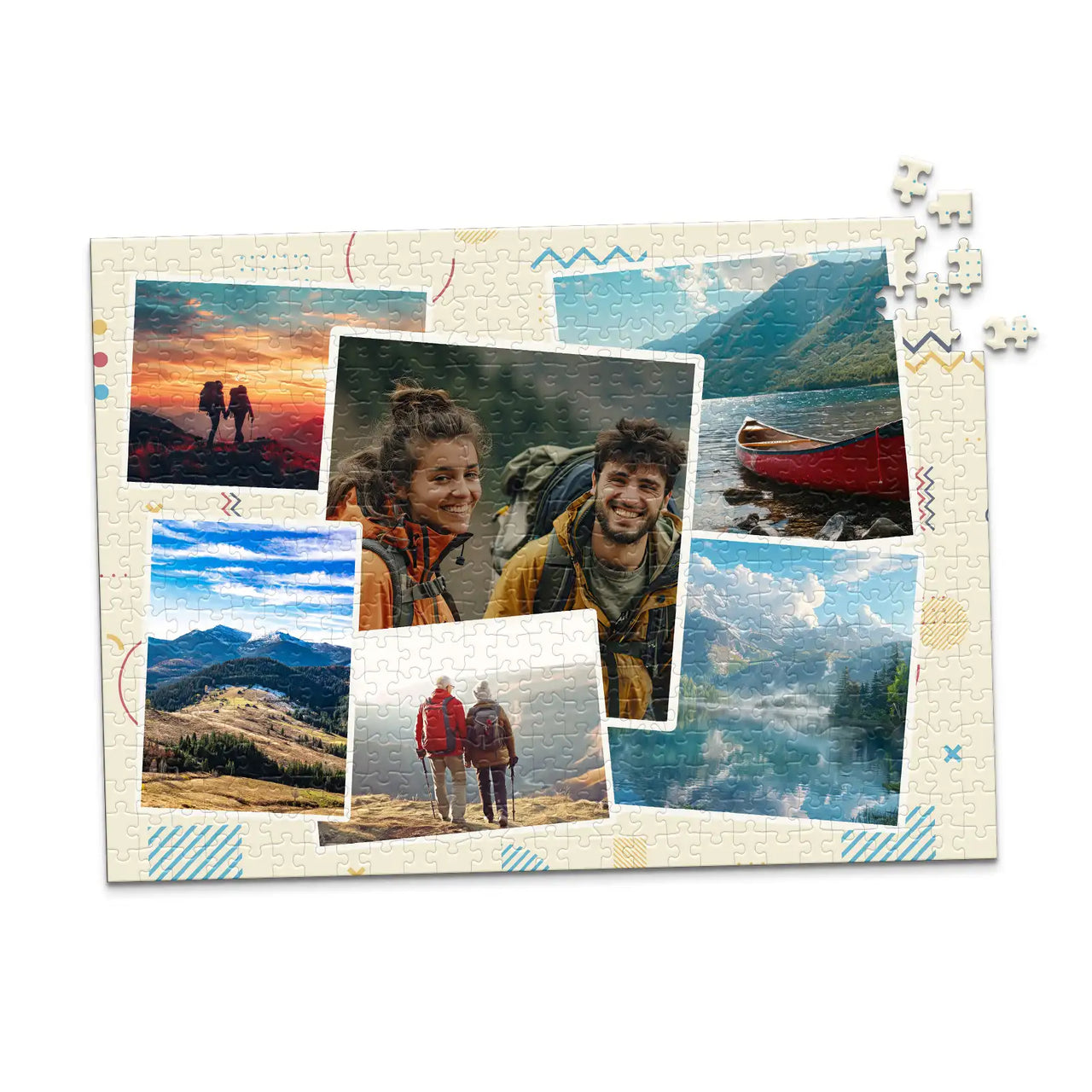 6 Collage Scattered Retro Photo Puzzle - 500 piece