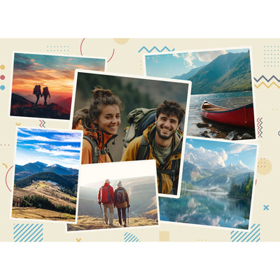6 Collage Scattered Retro Photo Puzzle