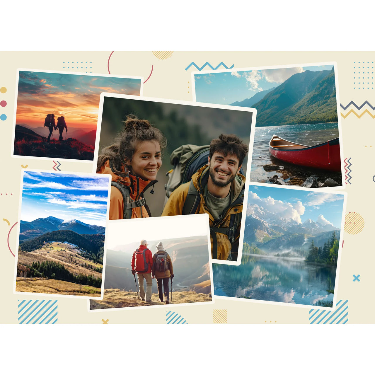 6 Collage Scattered Retro Photo Puzzle