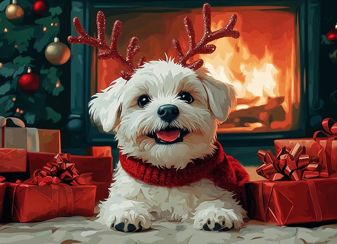 Cute Dog Ready For Christmas Jigsaw Puzzle | MakeYourPuzzles