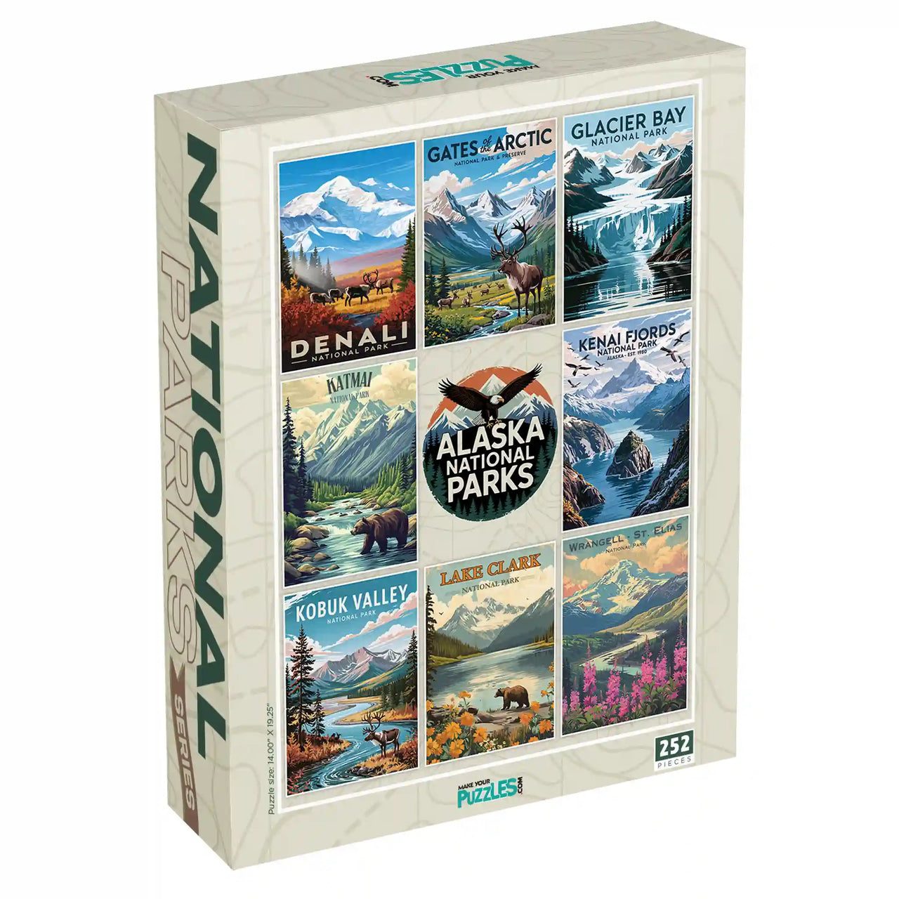 Alaska National Parks Puzzle Collage 252 piece puzzle box by MakeYourPuzzles