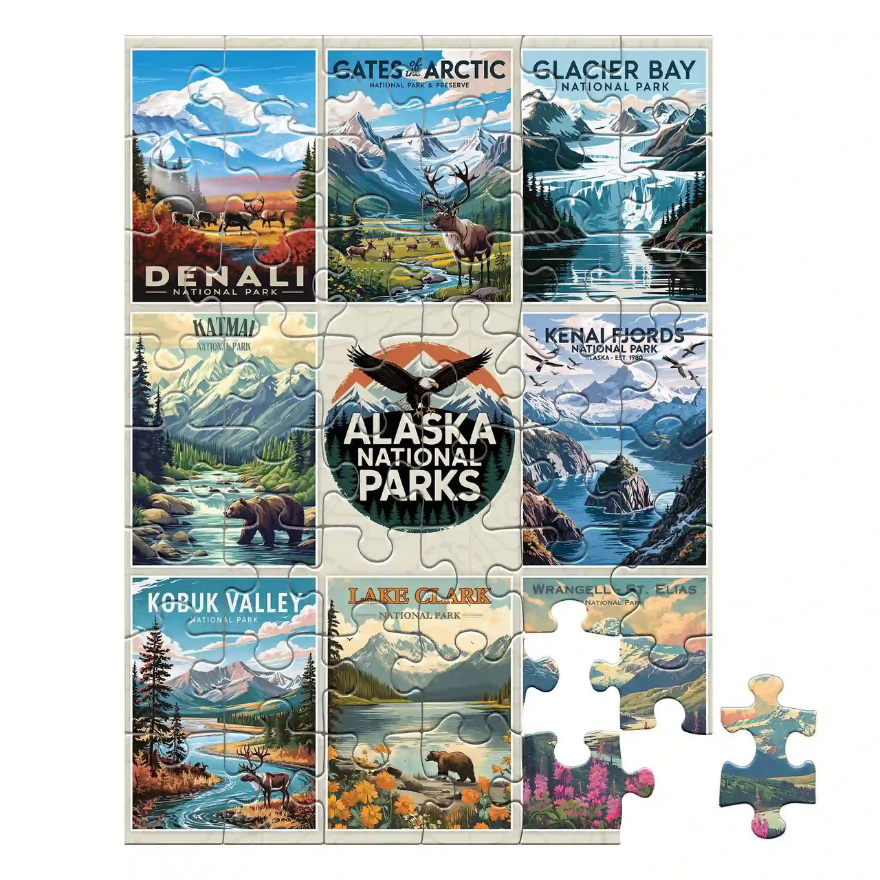 Alaska National Parks Puzzle Collage 48 piece by MakeYourPuzzles