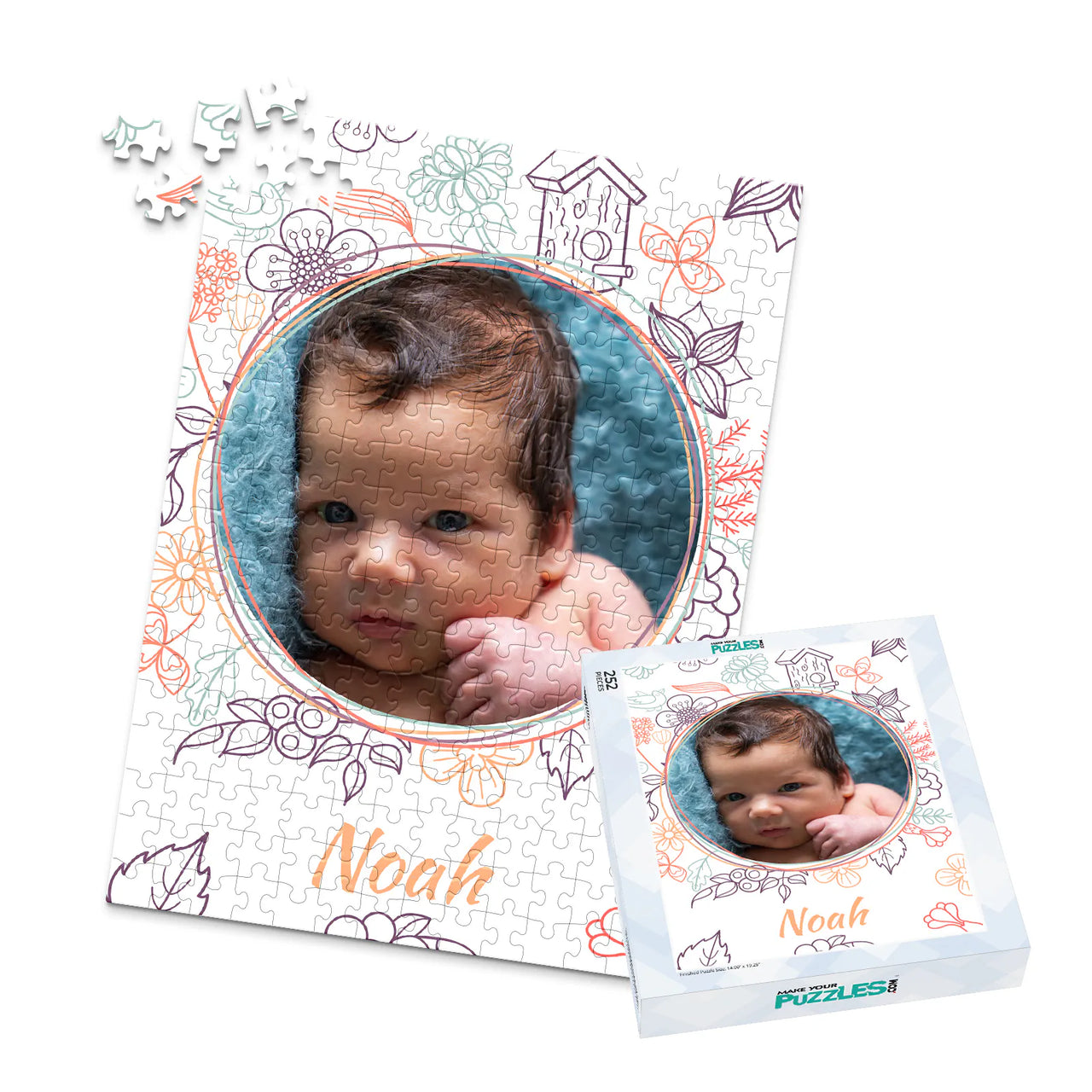Baby Floral Sketch Photo Puzzle - 252 piece and box
