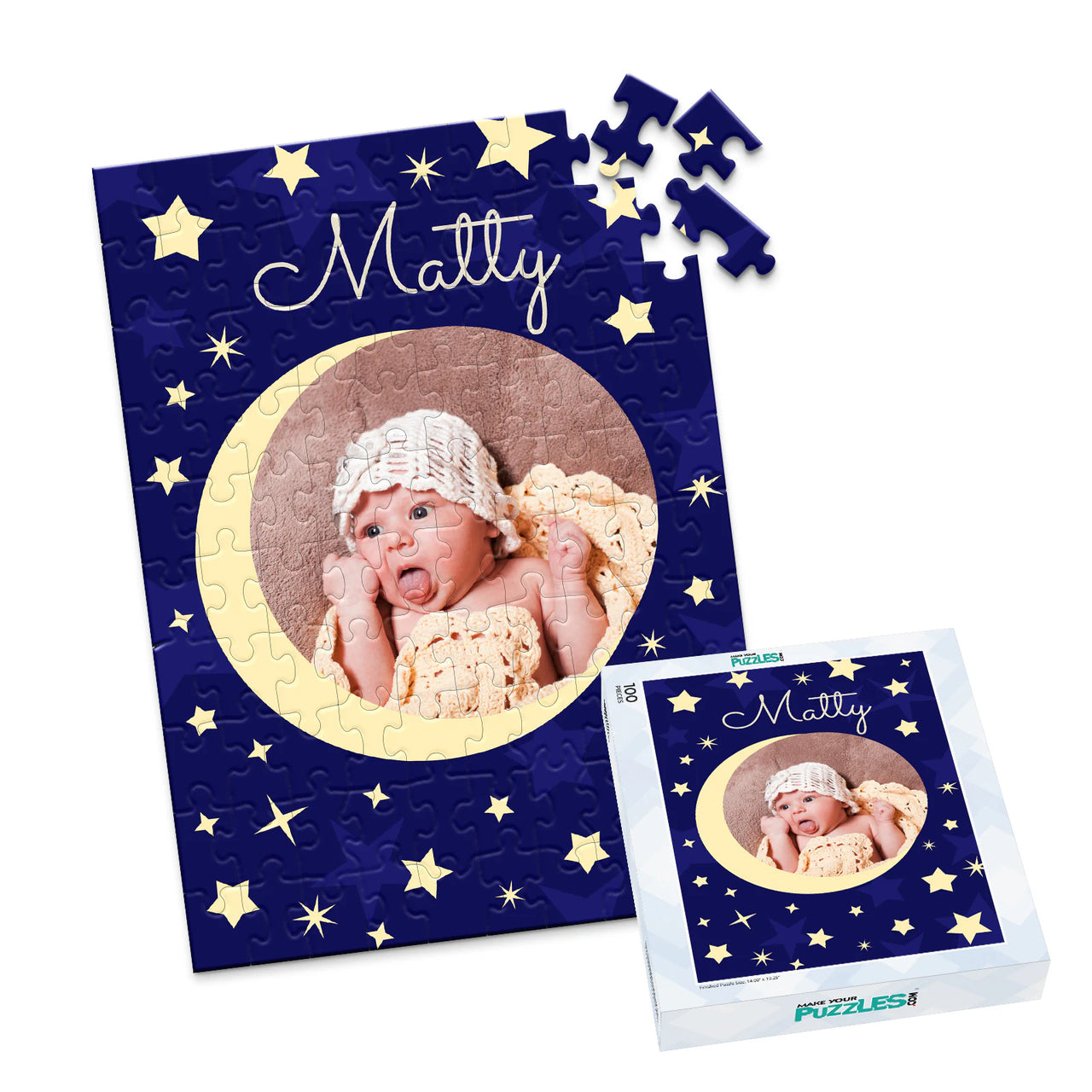 Baby Moon Stars Photo Puzzle - 100 piece and box