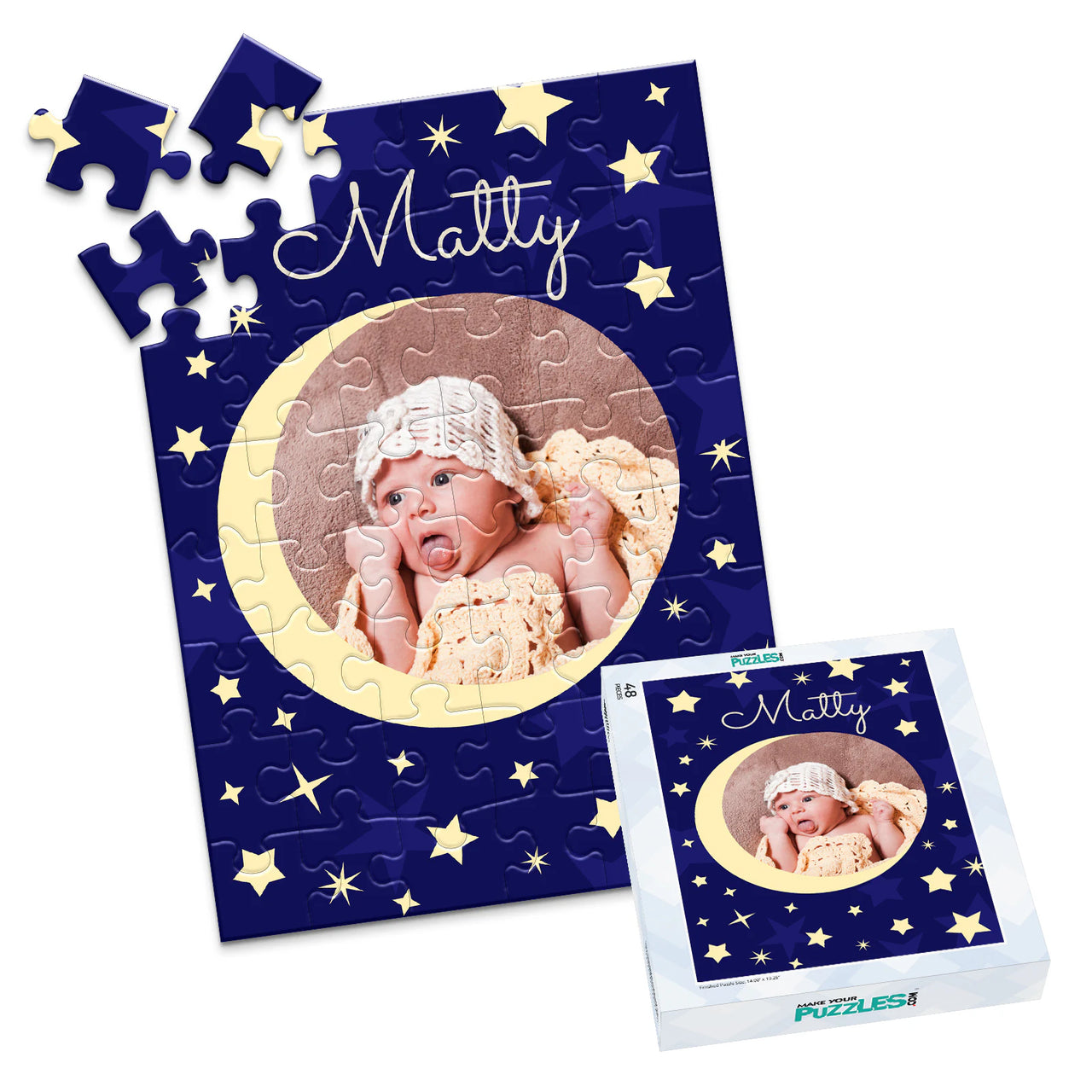 Baby Moon Stars Photo Puzzle - 48 piece and box