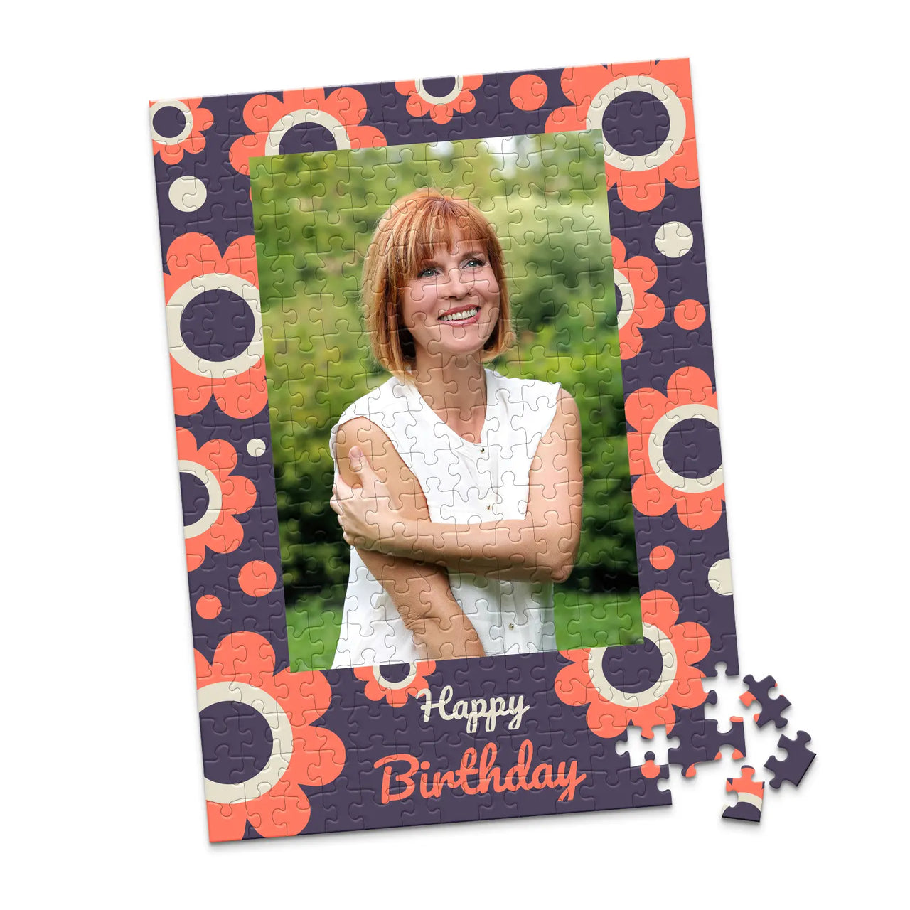 Birthday Retro Floral Photo Puzzle - 252 piece